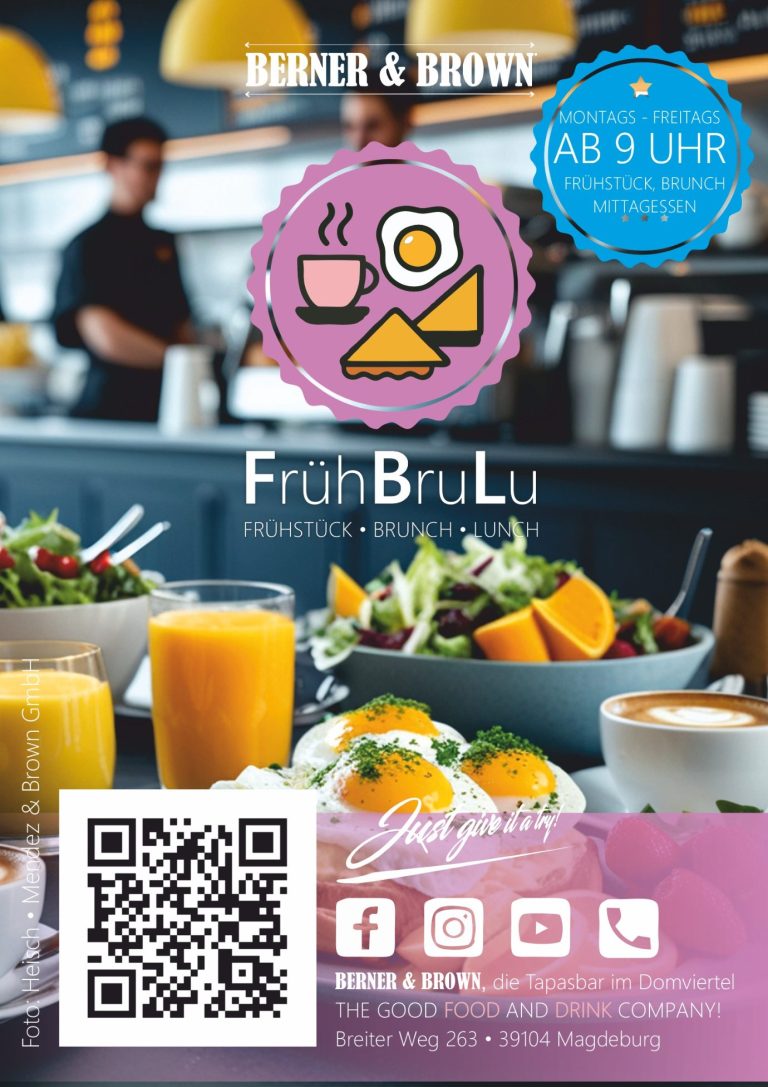 Frühstück im Berner & Brown mit QR-Code und Kontaktdaten.
